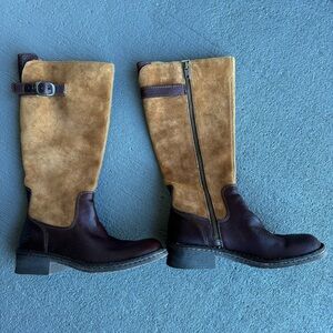 BORN Riding Brown Mahogany Leather Suede Boots